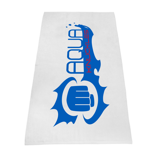 Aqua Knuckles / Classic White Beach Towel / Embroidered Beach Towels