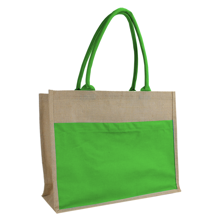 Lime Green DISCONTINUED-Organic Jute Canvas Beach Tote