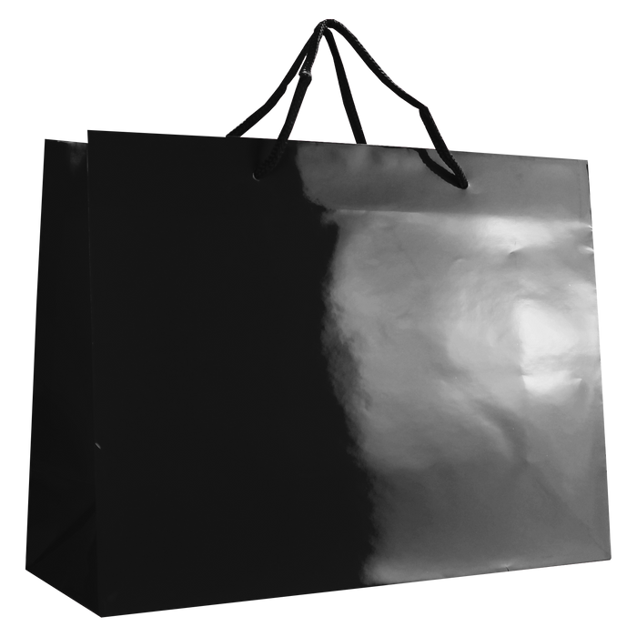 Black Large Glossy Shopper Bag