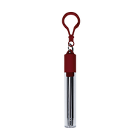 Maroon Reusable Stainless Steel Straw Keychain Thumb