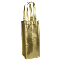 Metallic Gold DISCONTINUED-Laminated Single Bottle Wine Tote Thumb