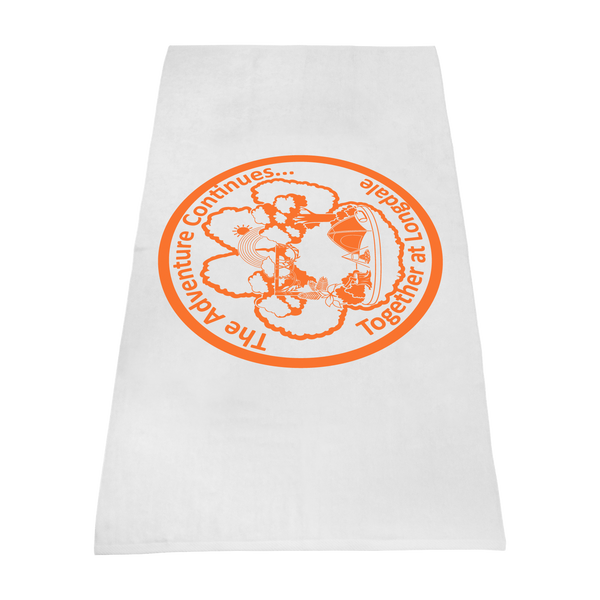 silkscreen imprint,  white beach towels, 