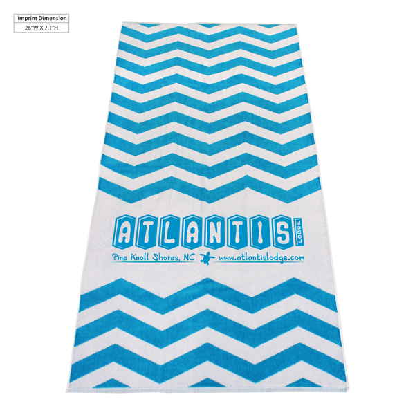 striped beach towels,  silkscreen imprint, 