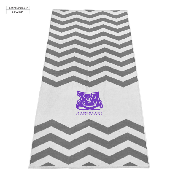 striped beach towels,  silkscreen imprint, 