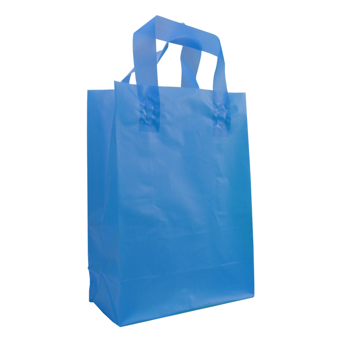 Blue Medium Frosted Plastic Shopper