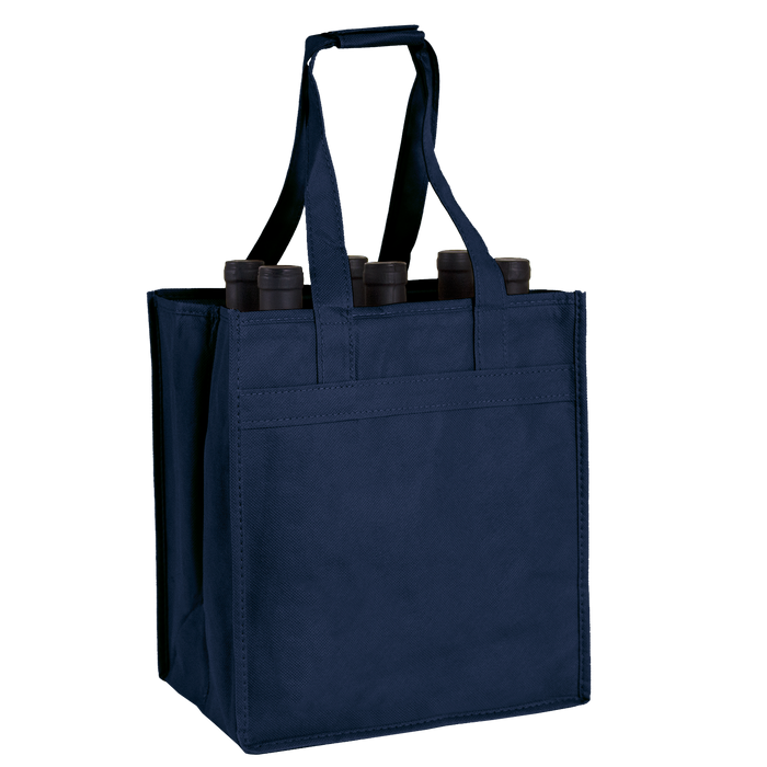 Navy Blue 6 Bottle Wine Tote