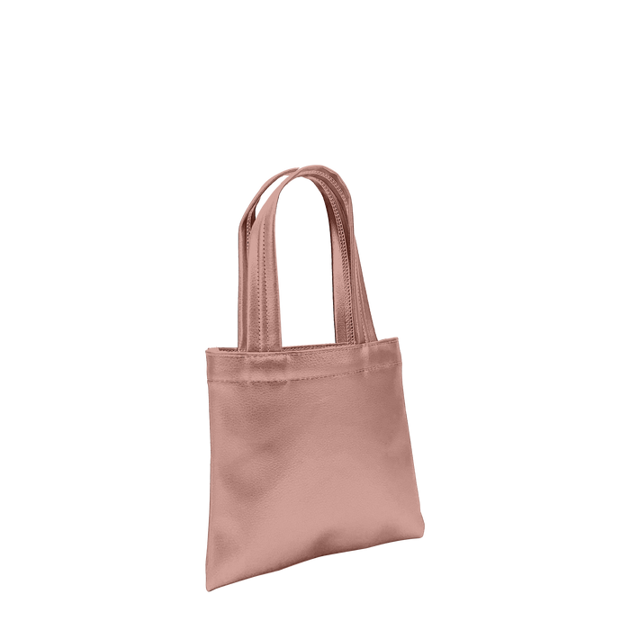 Metallic Rose Gold Small Vegan Leather Tote Bag