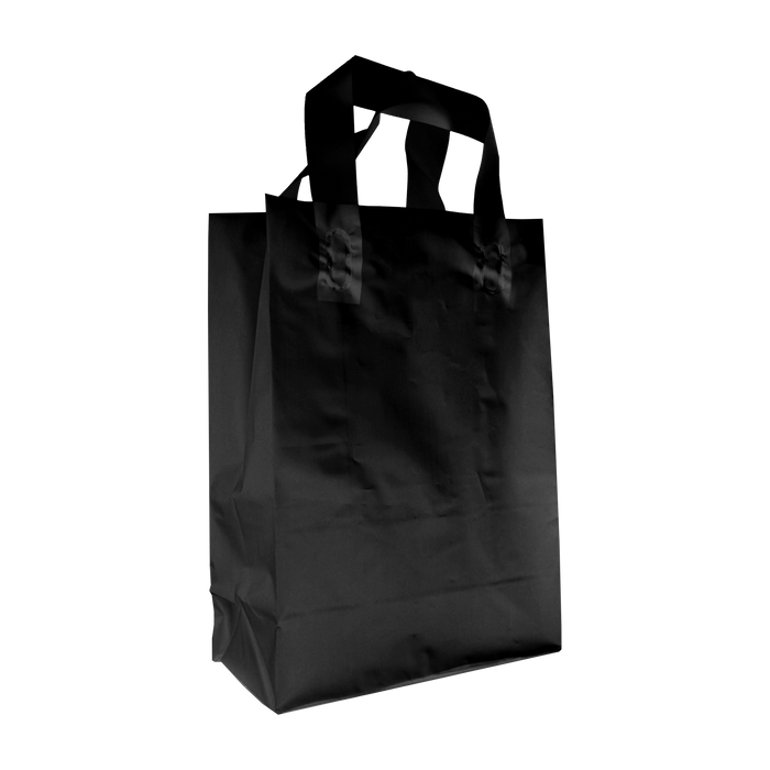 Black Small Frosted Plastic Shopper