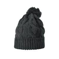 Heather Charcoal Cable Knit Beanie Thumb