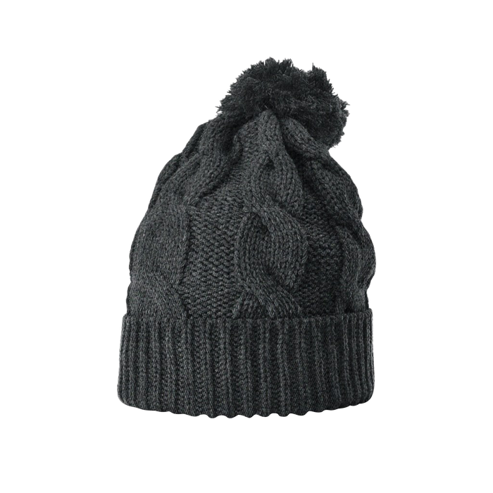 Heather Charcoal Cable Knit Beanie