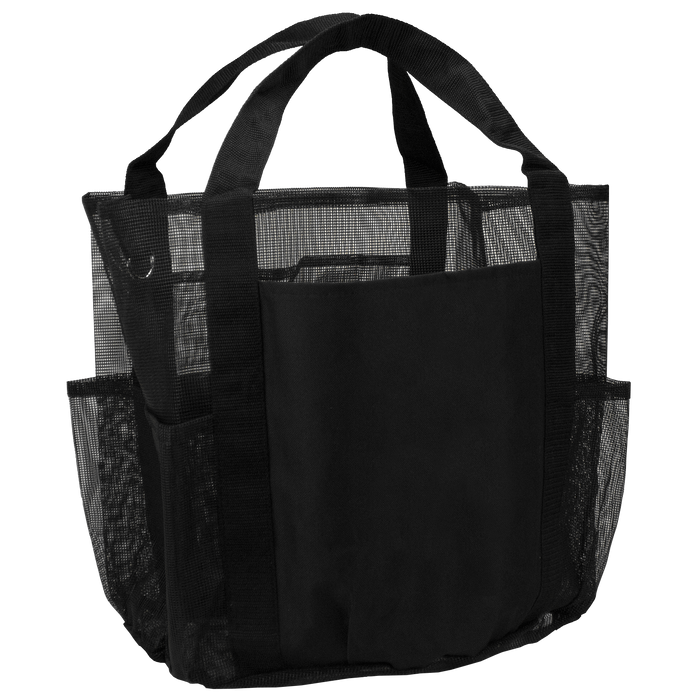 Black Schooner Mesh Pocketed Beach Bag