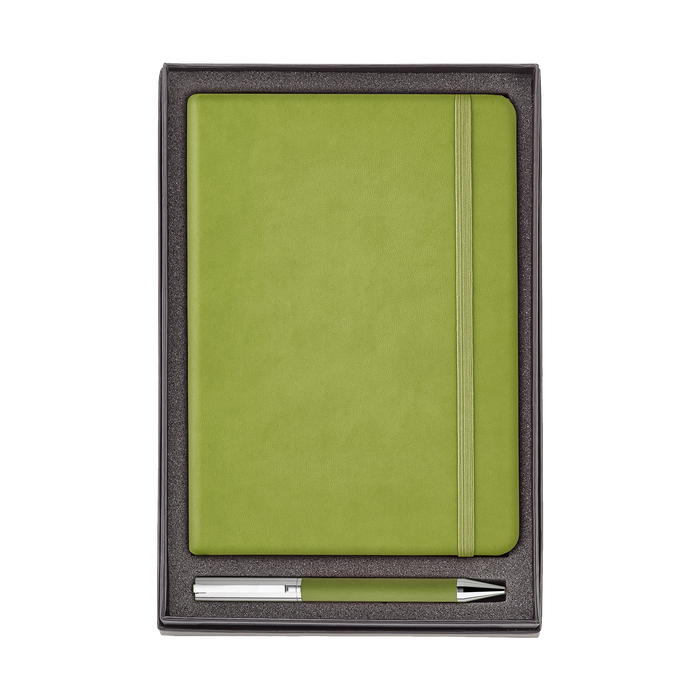 Green Hard Cover Journal and Ballpoint Pen Gift Set