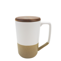 White Ceramic Mug with Wood Lid Thumb