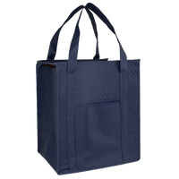 Navy Blue Insulated Tote with Pocket Thumb