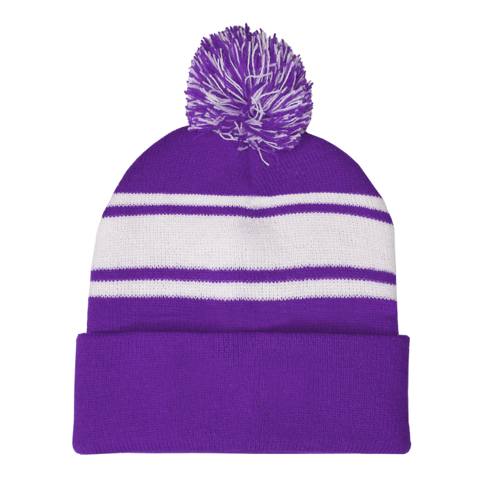 Purple Striped Winter Beanie