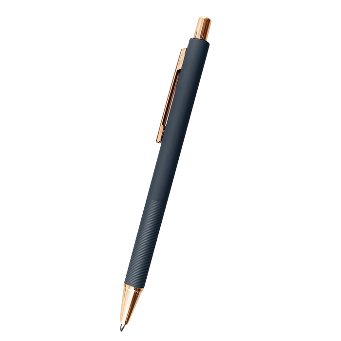 Navy Twain Retractable Rose Gold Pen