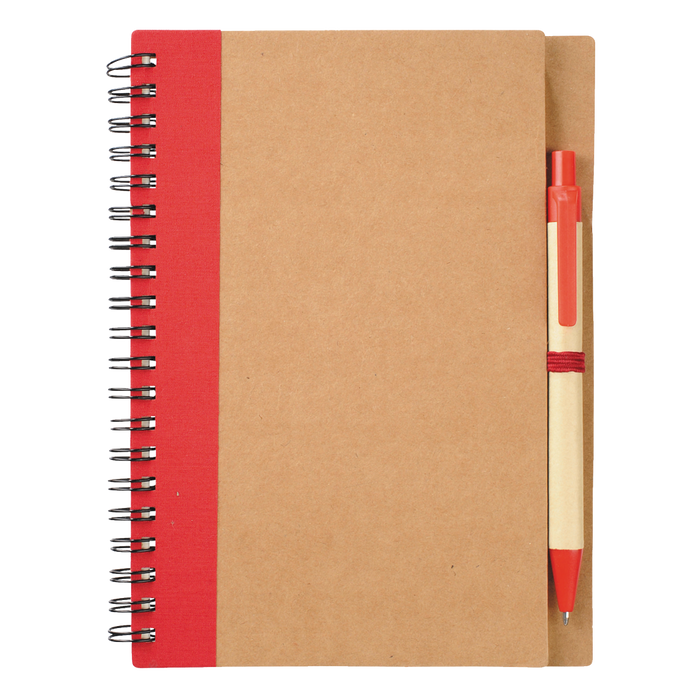 Red Eco-Friendly Spiral Notebook with Pen