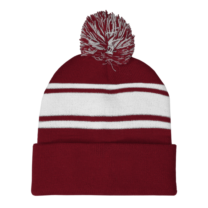 Burgundy Striped Winter Beanie