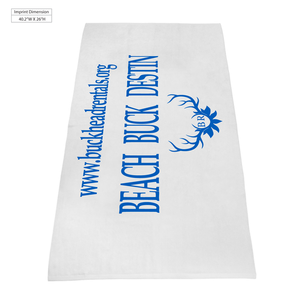 silkscreen imprint,  white beach towels, 