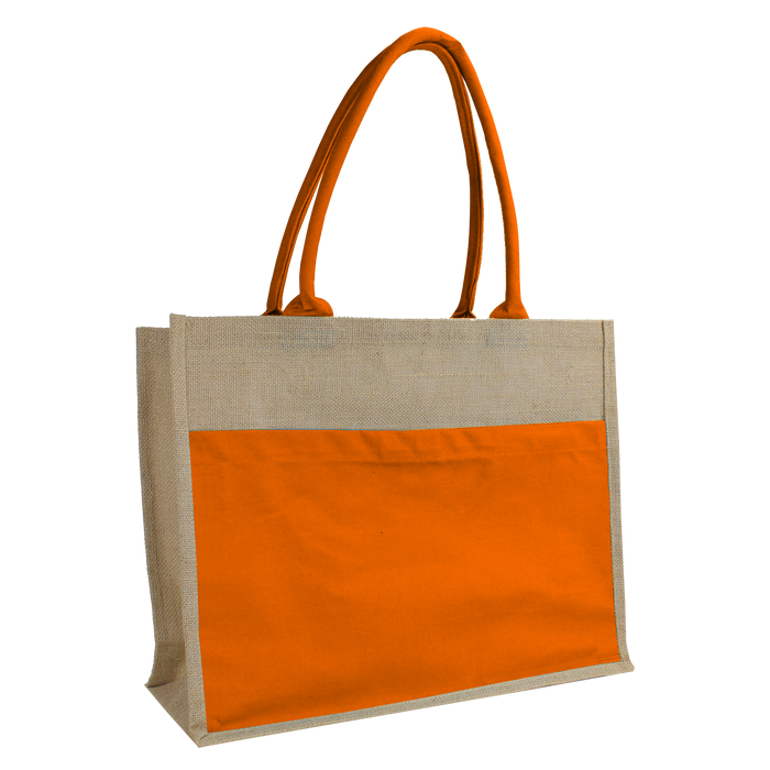 Orange DISCONTINUED-Organic Jute Canvas Tote