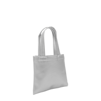 Metallic Silver Small Vegan Leather Tote Bag Thumb