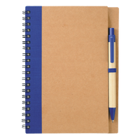 Blue Eco-Friendly Spiral Notebook with Pen Thumb