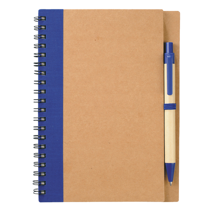 Blue Eco-Friendly Spiral Notebook with Pen