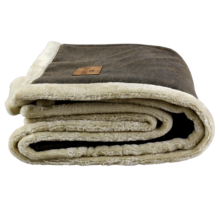 Rustic Faux Leather Throw / Embroidered Blankets, Laser Patch Blankets