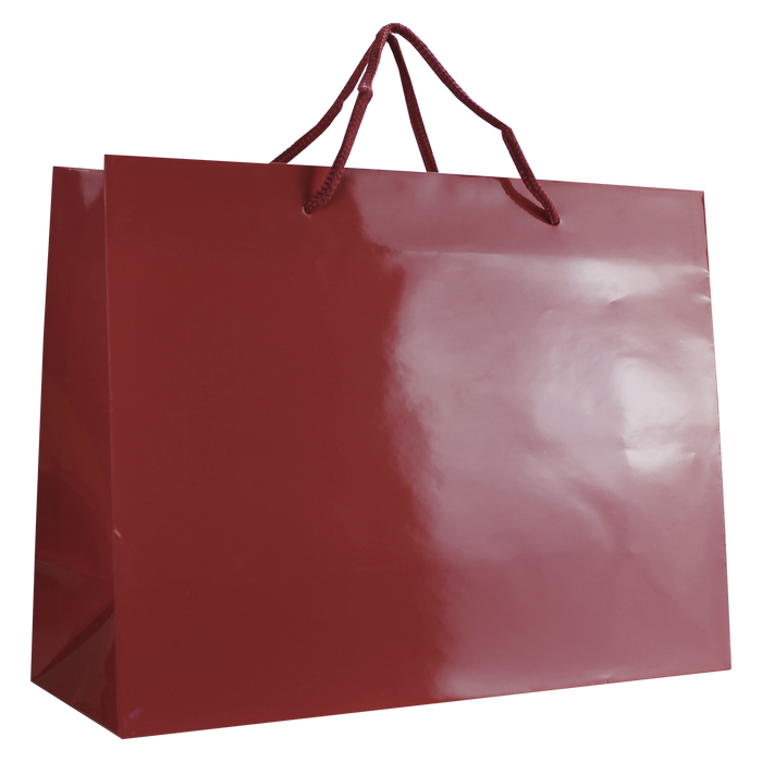 Burgundy Large Glossy Shopper Bag