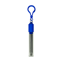 Royal Blue Reusable Stainless Steel Straw Keychain Thumb