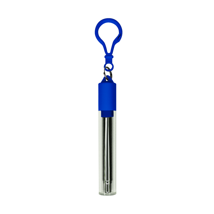 Royal Blue Reusable Stainless Steel Straw Keychain