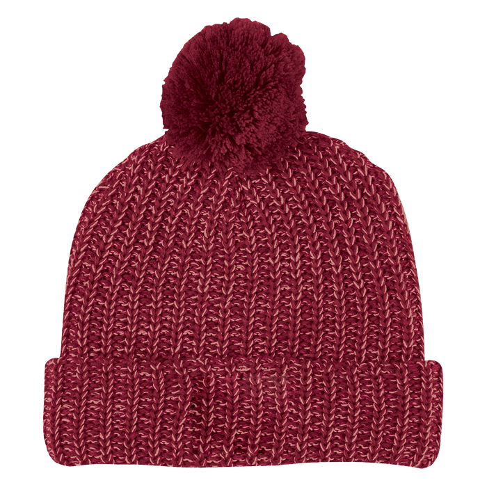 Burgundy and Natural Knit Knit Pom Beanie