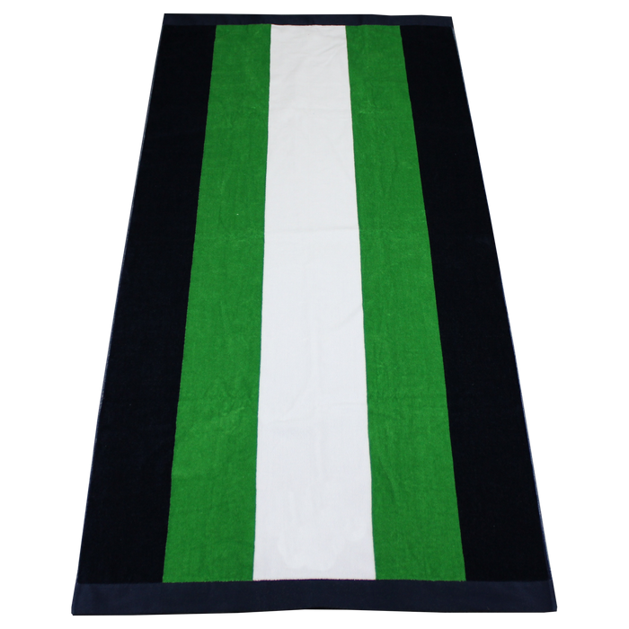 Green / Navy Hampton Striped Beach Towel