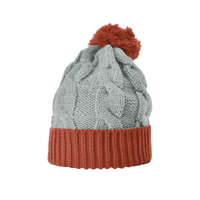 Heather Gray/Rust Cable Knit Beanie Thumb