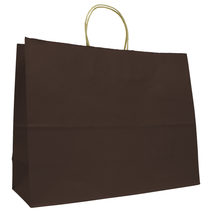 Chocolate Extra Wide Matte Color Kraft Shopper Bag