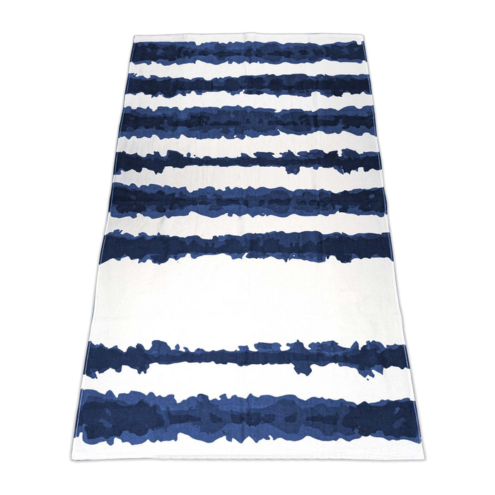 Navy Tie-Dye Striped Beach Towel