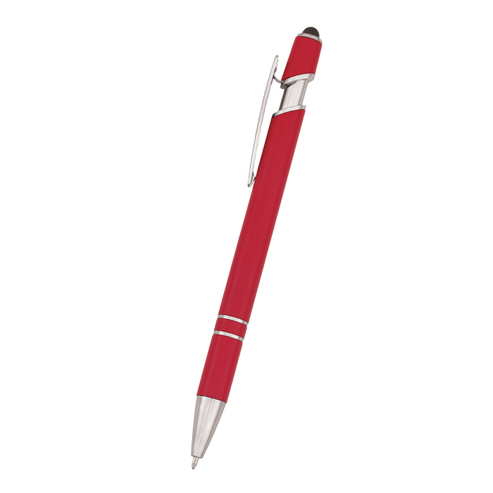 Red Retractable Ball Point Pen with Stylus