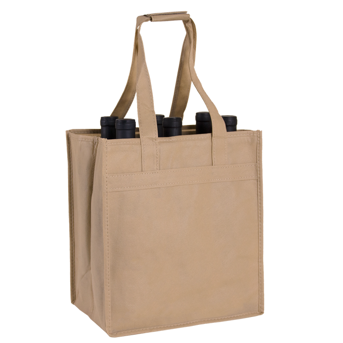 Light Khaki 6 Bottle Wine Tote