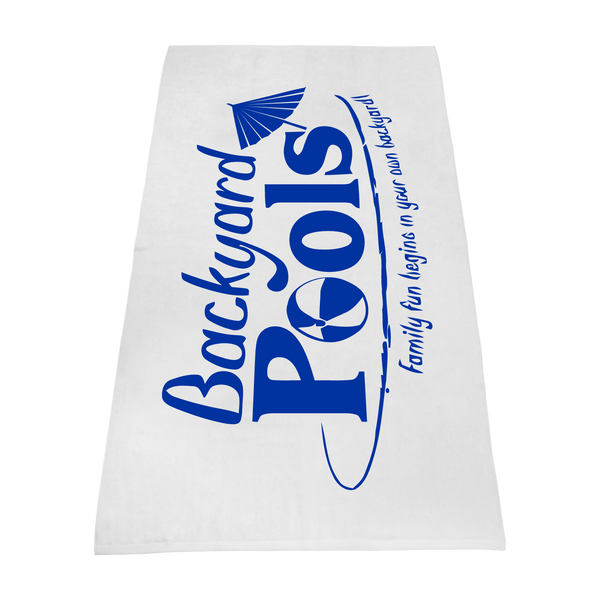 silkscreen imprint,  white beach towels, 