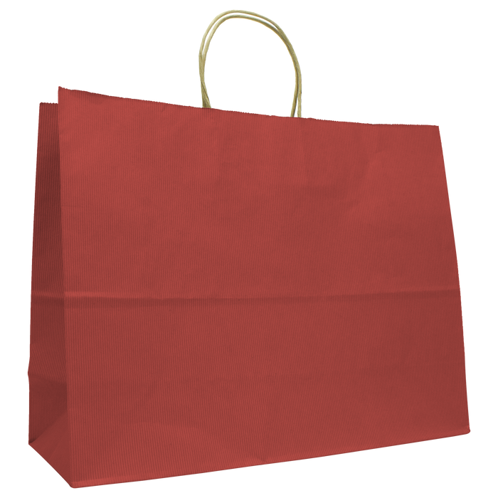 Red Extra Wide Matte Color Kraft Shopper Bag