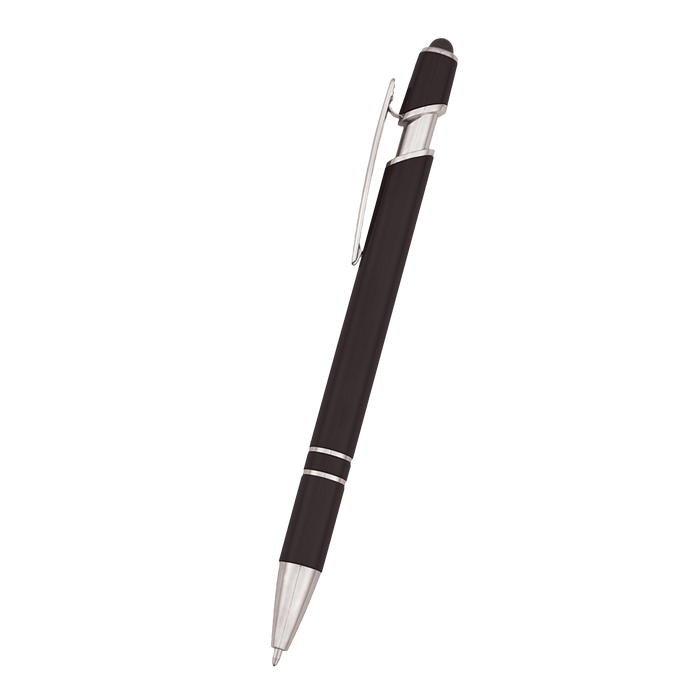 Black Retractable Ball Point Pen with Stylus