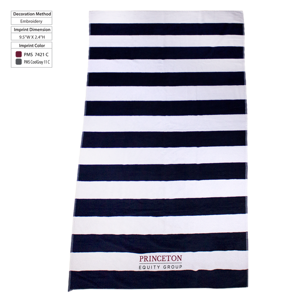 striped beach towels,  embroidery, 