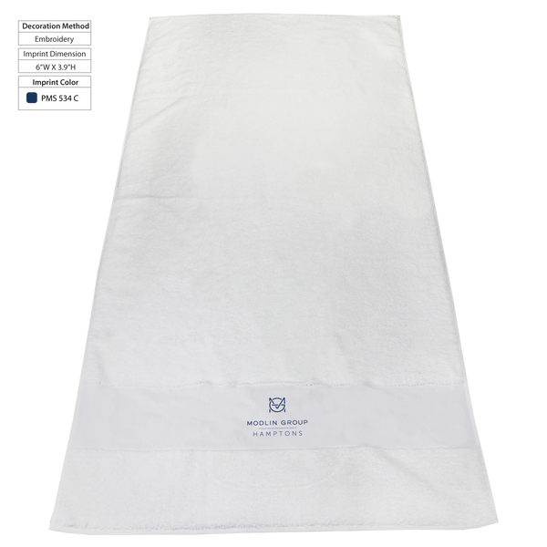 embroidery,  white beach towels, 
