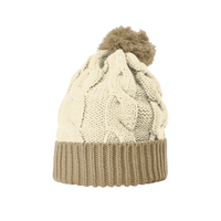 Cream/Mocha Cable Knit Beanie Thumb