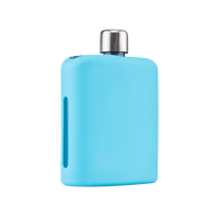 Light Blue Glass Flask with Silicon Sleeve Thumb