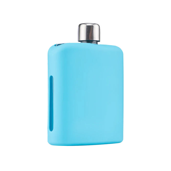 Light Blue Glass Flask with Silicon Sleeve