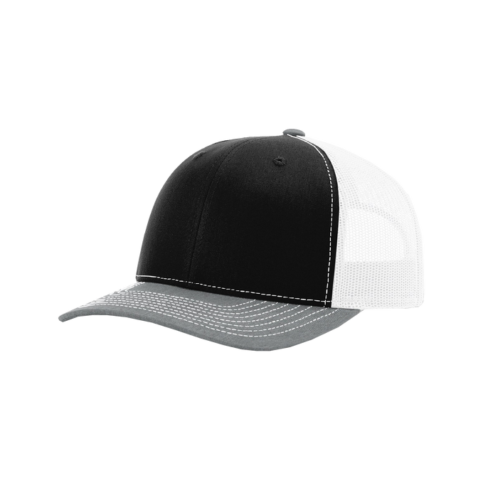 Black/Grey/White Richardson Trucker Snapback Hat