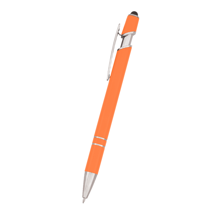 Orange Retractable Ball Point Pen with Stylus