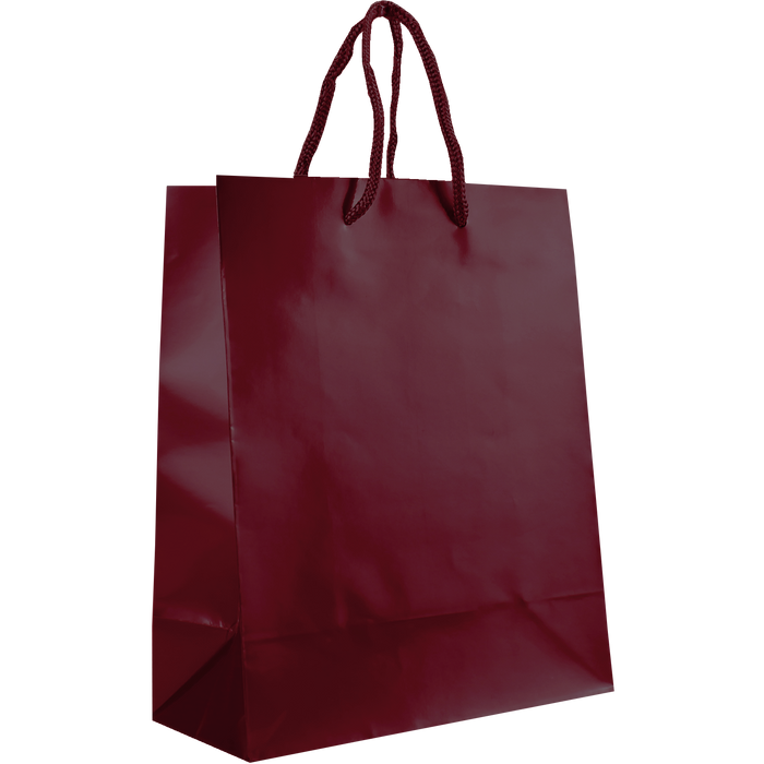 Burgundy Small Glossy Shopper Bag