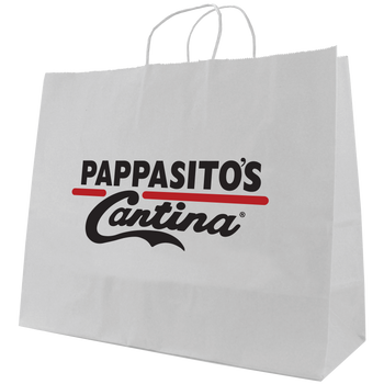 Extra Wide White Paper Shopper Bag